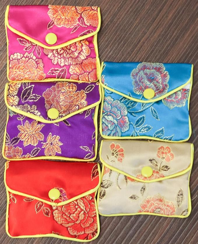OceeK Travel Jewelry Case,Jewelry Silk Purse Pouch Gift Case, for Women Teen Girl Gifts,Color,Small,12 Pack