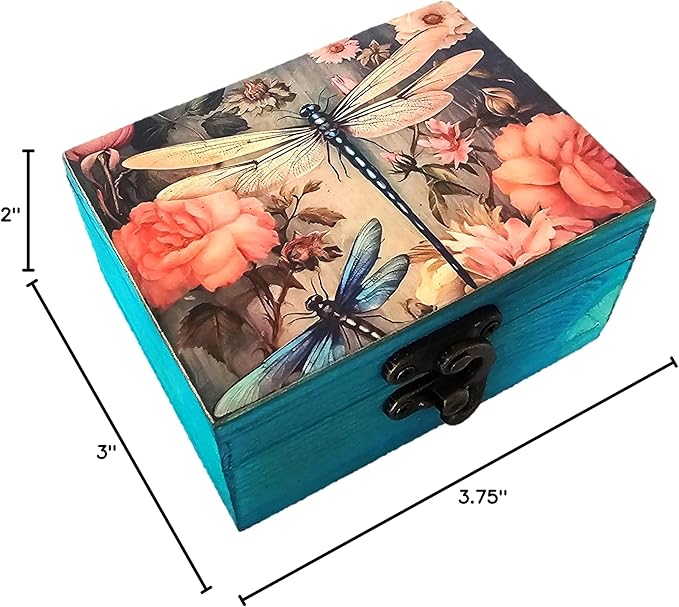 Trinket Box Small Jewelry Keepsake Box | Earrings Necklace Storage Box for Girls Women | Gift Idea Valentine's Day, Birthday Christmas, Weddings, Animals Ornaments for Home Décor (Dragonfly)