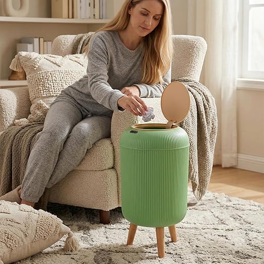 Pukomc Smart Sensor Wastebasket, Convenient and Hygienic Easy to Use, Technology Sensor Waterproof Wastebasket Plastic Trash can for Kitchen, Bathroom, Bedroom, Living Room, Office and Outdoor Green