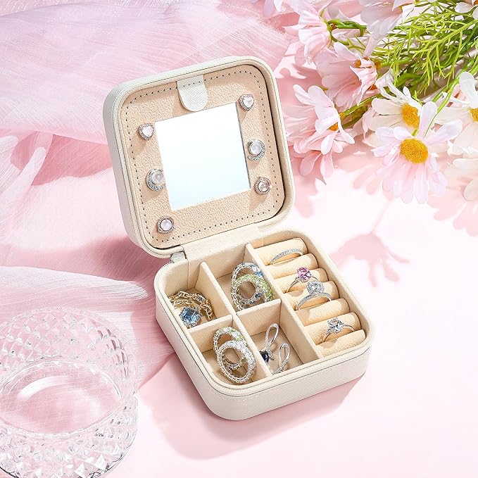Parima Mothers Day Gifts - Gifts for Women Teens Kids Daughter Sister, 3 4 5 6 7 8 9 10 11 12 13 14 Year Old Girl Gift, Birthday Gift for Women Travel Jewelry Case Small Jewelry Box | Letter A, White