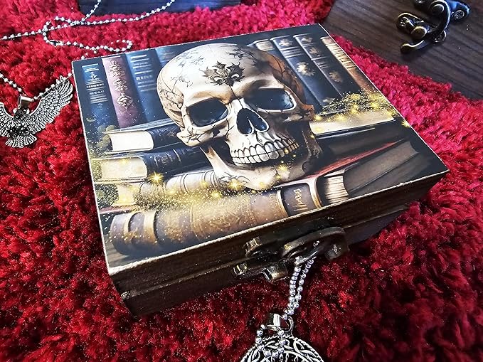RK Collections Skull Head Trinket Box Small Jewelry Keepsake Box | Gothic Skeleton lovers Gift Idea, Skull's Soul Spiritual for Girls, Women, Men, Gift Idea, Home Décor (3SKS)