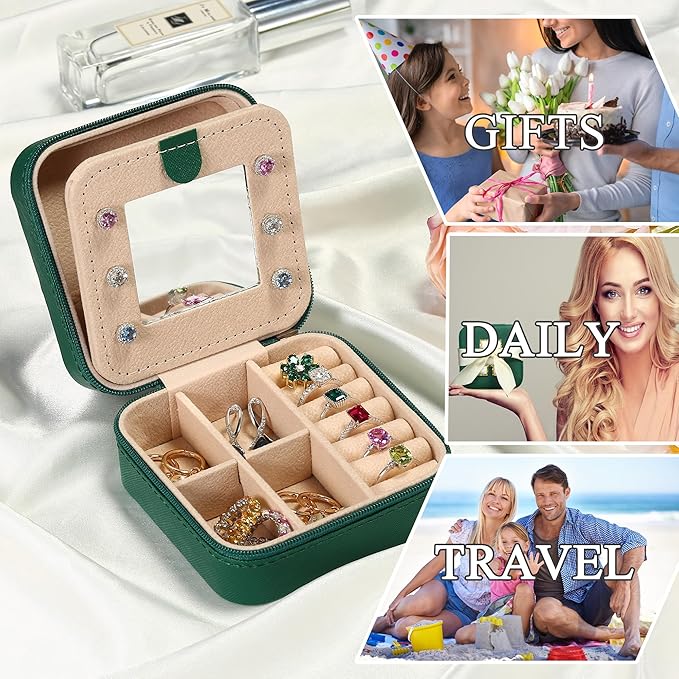 Parima Gifts for Grandkids Her - Trendy Travel Jewelry Case - Green Travel Jewelry Box | Birthday Gifts for Women Mom Gifts for Women - Letter A, Green