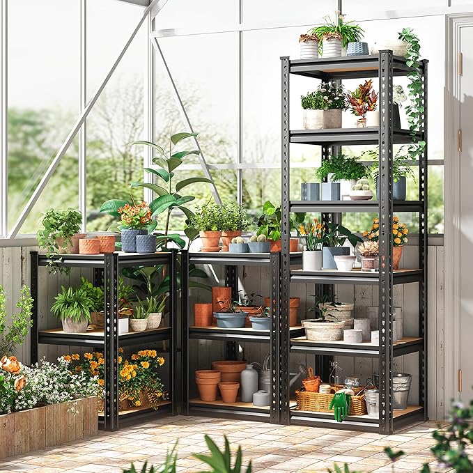 REIBII Storage Shelves 6 Tier Garage Shelving, Adjustable Shelving Units Loads 2250LBS, Narrow Shelves Units and Storage for Kitchen, Pantry, Garage, Closet, Basement, 16" W x 16" D x 72" H