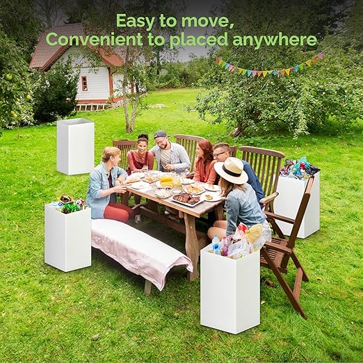 Magicheap Disposable Trash Cans for Parties 16 Pack, 13 Gallon Cardboard Trash Can for Events, Thick Collapsible Garbage Can for Camping - 13.5" L x 10.0" W x 21.7" H, White
