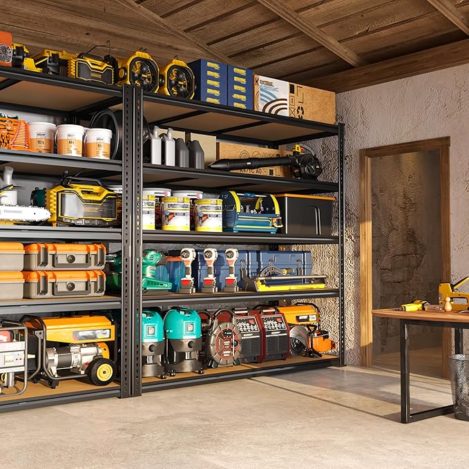 48" W Garage Shelving Heavy Duty 2800LBS Garage Storage Shelves, 5 Tier Adjustable Metal Shelving Unit Utility Rack Shelf for Warehouse, Pantry, Closet, Kitchen 72" H x 48" W x 18" D, Black,Gifts