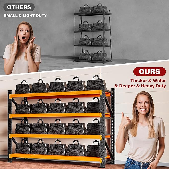 5000LBS Heavy Duty Garage Shelving Units,60" Wide & Deep Storage Shelves,Orange Metal Garage Shelves,Large Storage Rack,Steel Shelf,Industrial Shelving for Shop,Warehouse,60" W x 24" D x 70" H