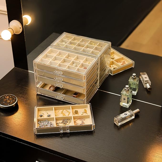Cq acrylic Jewelry Organizer With 5 Drawers