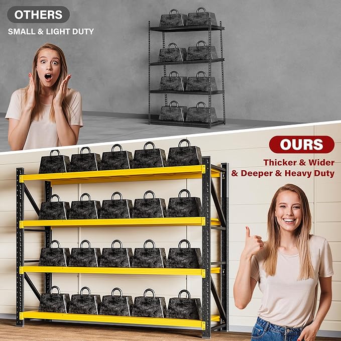6000LBS Heavy Duty Garage Shelving Units,79" Wide & Deep Storage Shelves,Yellow Metal Garage Shelves,Large Storage Rack,Steel Shelf,Industrial Shelving for Shop,Warehouse,79" W x 24" D x 79" H