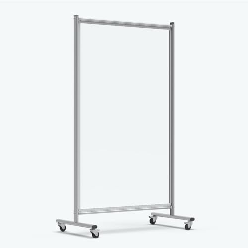 FSE 373-MD4072W Mobile Magnetic Whiteboard Room Divider, 75" Tall Double-Sided Board, Sound Proof Partition Wall Divider with Locking Casters, Steel Frame, Ghost-Resistant Surface, White/Silver by FoodServiceEssentials