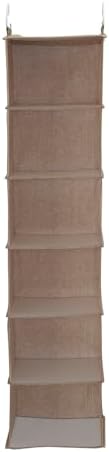 Household Essentials 6 Shelf Hanging Closet Organizer, Hanging Closet Shelf, Fabric Poly Linen and PEVA Shelving, Beige - Image 5