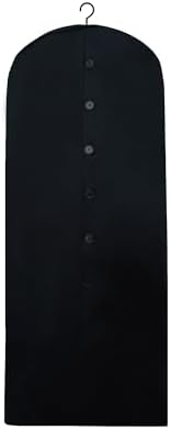 Cotton Garment Protector Bag Cover - Dust Free Cloth Hanging, Wardrobe storage for Dresses and Suits (Black with Button - 24"x42") by EcoGreenTextiles