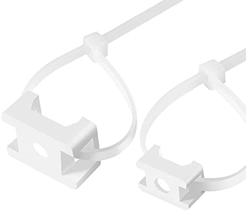 100 Pcs Cable Zip Tie Saddle Type Mounts Base with 8" Cable Ties Tapping Screw, Wire Cable Clips Organizer Holders Clamps White - Image 3