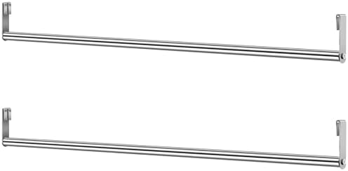 Threehoney 2 Pack Wire Shelving Garment Hanger Bar, Silver, 36 Inch by Threehoney