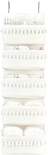 Dahey Over The Door Organizer 5 Pockets Hanging Behind Door Storage, White by Dahey