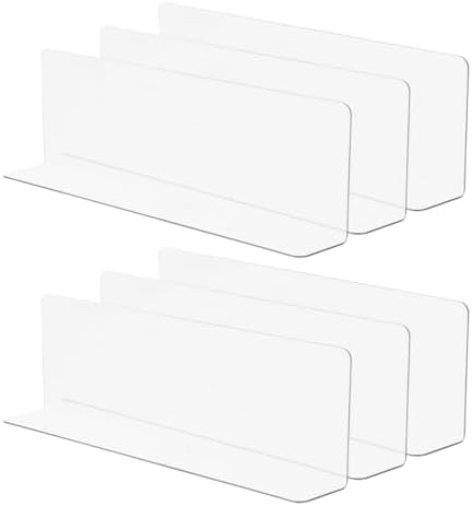 VOSAREA Plastic Shelf Dividers 6pcs Clear L Shaped Separator Transparent Organizer Divider for Commodity Classification Cabinets Shelf Store (20cm) by Vosarea