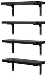 Black Float Shelves Set of 4 pcs for wall Decor,Floating Shelves for Living Room,Bedroom,etc Shelf Wood Plate,Wood braket,Shelf Divider,Internal Divider,Storage Divider,Wall Mount. by Unknown