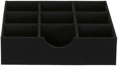 Household Essentials Drawer Organizer Tray with Fabric Cover and 9 Square Compartments, Black, Set of 2 - Image 2