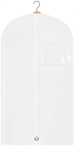 Kids Garment Bag with Clear Window, Hanging Clothes Storage Cover for Dresses, Suits & Dance Costumes, Breathable Travel Bag for Baby Toddler Child, 30" x 18", White, Pack of 1 by Unknown