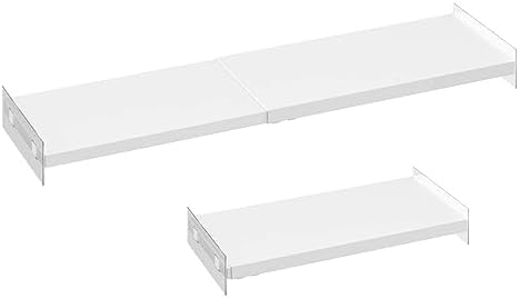 Closet Shelf Organizer Expandable Cabinet Tension Shelf Divider Heavy Duty Metal DIY Shelf Separator for Wardrobe Cupboard Cabinet Pantry Kitchen Bathroom,White,2packs by WEJIPP