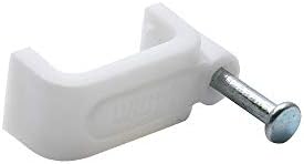 Flat Ethernet Cable Wire Clips with Nail, 14mm, White, 200pcs - Image 3