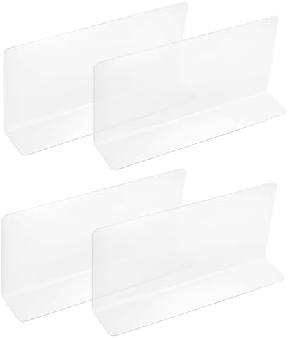 uxcell 4pcs Clear Shelf Dividers, 12"x5.5" Plastic L-Shaped Shelf Separator, Transparent Organizer Divider for Supermarket Store Commodity Classification by uxcell
