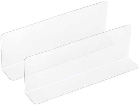 uxcell 2pcs Clear Shelf Dividers, 12"x3.9" Plastic L-Shaped Shelf Separator, Transparent Organizer Divider for Supermarket Store Commodity Classification by uxcell
