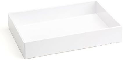 Poppin Stackable Medium Accessory Tray - Modular Lacquer Desk Trays for Office Organization, Color-Coordinated Office Supplies for Desk, Paper Trays (White, Medium Accessory) by Poppin