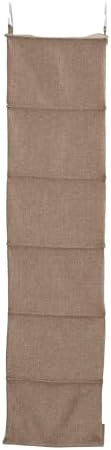 Household Essentials 6 Shelf Hanging Closet Organizer, Hanging Closet Shelf, Fabric Poly Linen and PEVA Shelving, Beige - Image 6