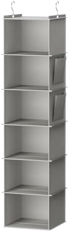 YOUDENOVA Hanging Closet Organizer and Storage, 6-Shelf, Light Grey by YOUDENOVA