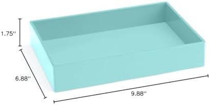 Poppin Stackable Medium Accessory Tray - Modular Lacquer Desk Trays for Office Organization, Color-Coordinated Office Supplies for Desk, Paper Trays (Aqua, Medium Accessory) - Image 4