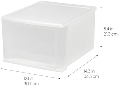 IRIS USA 4-Pack, 17 Qt. Medium Stacking Drawer Storage Organizer, White - Image 3