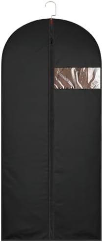 62Inch Garment Bags Covers,Black Hanging Clothes Bag, Suit Cover Bags with Clear Window for Hanging Closet Clothes Storage and Travel (Black, 62 inch) by Unknown