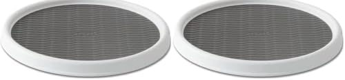 Copco Basics Non-Skid Pantry Cabinet Lazy Susan Turntable, 12-Inch, White/Gray, 1 Count (Pack of 2) by Copco