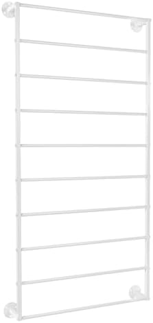 10 Tier Wall Mounted Tie Rack Scarf Display Stand Belt Pants Hangers Scarves Hijab Stand, Towel Rack Ribbon Holder,Wrapping Paper Spool Storage for Retail,Store (White, 10 Tier 23.6x47.2in) - Image 7