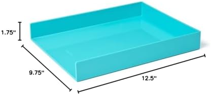 Poppin Stackable Letter Tray - Modular Lacquer Desk Trays for Office Organization, Color-Coordinated Office Supplies for Desk, Paper Trays (Aqua, Letter) - Image 3
