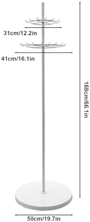Floor Standing Belt Display, Metal Retail Tie Rack Hanger Organizer, Belt Stand Shelf for Clothing Store Bedroom Business (White) - Image 2