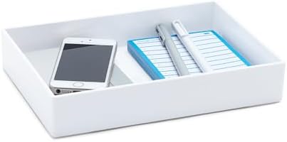 Poppin Stackable Medium Accessory Tray - Modular Lacquer Desk Trays for Office Organization, Color-Coordinated Office Supplies for Desk, Paper Trays (White, Medium Accessory) - Image 2