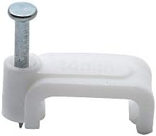Flat Ethernet Cable Wire Clips with Nail, 14mm, White, 100pcs - Image 2