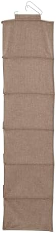 Household Essentials 6 Shelf Hanging Closet Organizer, Hanging Closet Shelf, Fabric Poly Linen and PEVA Shelving, Beige - Image 4