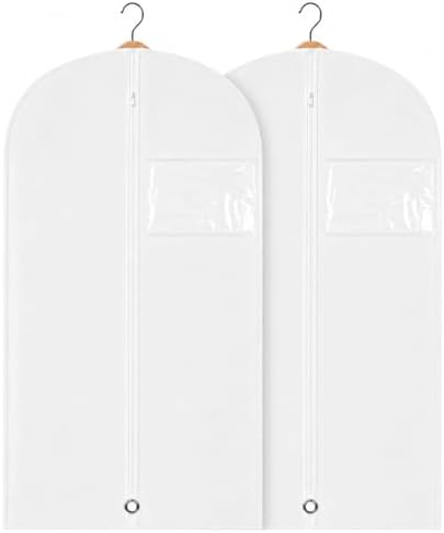 Kids Garment Bag with Clear Window, Hanging Clothes Storage Cover for Dresses, Suits & Dance Costumes, Breathable Travel Bag for Baby Toddler Child, 30" x 18", White, Pack of 2 by Unknown