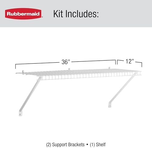 Rubbermaid Direct Wall Shelf, 3 Ft. Wide, Mounting Hardware Kit Included, White, Wire Shelving Organizer System for Home/Laundry/Bathroom/Mudroom/Pantry/Linen Closet, 3' Length - Image 3