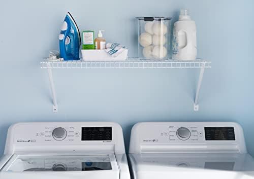 Rubbermaid Direct Wall Shelf, 3 Ft. Wide, Mounting Hardware Kit Included, White, Wire Shelving Organizer System for Home/Laundry/Bathroom/Mudroom/Pantry/Linen Closet, 3' Length - Image 7
