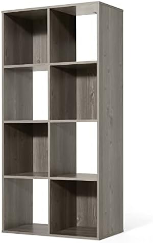CAPHAUS Sturdy Room 11-Inch Cube Storage Organizer Shelf, with Thick Exterior Edge, Storage Shelf Divider w/Back, Bookcase, 8-Cube, Rustic Grey Oak by CAPHAUS