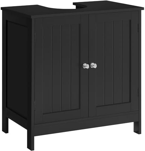 TEENFON Pedestal Sink Storage Cabinet, Under Sink Cabinet with 2 Doors & Shelf, Under Bathroom Sink Cabinet, Pedestal Sink Storage for Bathroom, Black by TEENFON