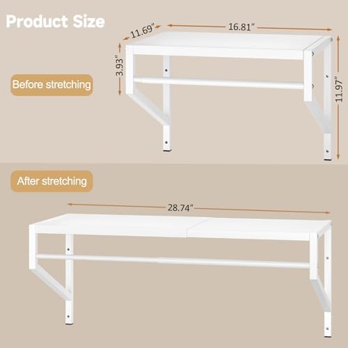 ThreeHio Expandable Closet Shelves Wall Mounted, 3 Pack Closet Shelving with Hanging Rods, Wall Shelving for Walk-in Closet, Hanging Shelves Organizer and Storage for Closet, Laundry - Image 3