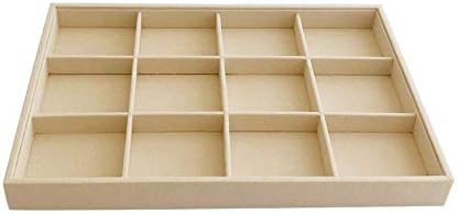 Large Stackable Jewelry Display Tray Case Organizer Premium Velvet Soft Light Beige Home Store Sales Shows (12 Grid) - Image 4