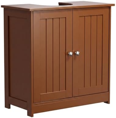 Bonnlo Pedestal Sink Storage Cabinet, 24" Espresso Under Sink Bathroom Storage Cabinet with 2 Doors and Adjustable Shelf, Traditional Bathroom Space Saver Organizer for Small Spaces, Water-Resistant by Bonnlo