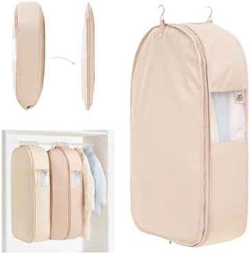 EACHY Garment Bag for Hanging Clothes, Space Saving Dustproof Clothes Cover with Self-Compression Zipper, Visible Closet Organizer for Closet Storage by EACHY