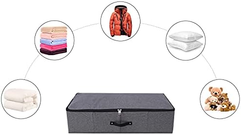 Under Bed Storage Bins with Lids, Closet Organizers, Foldable Under-bed Storage Baskets for Sheets, Clothes, Quilts, Sweaters, Wrapping Paper, 29x15x7inch, Black Gray, 2PCS - Image 5