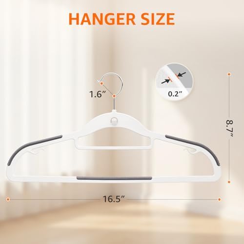 Yolife Cascading Plastic Clothes Hangers 20 Pack with Inner Hook for Vertical Storage, Slim Space Saving Hangers with Non-Slip Pads, 360° Swivel Metal Hook, Versatile, White & Gray - Image 7